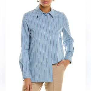 Lafayette 148 New York Ruxton Blue Striped Button Down Shirt S NWOT